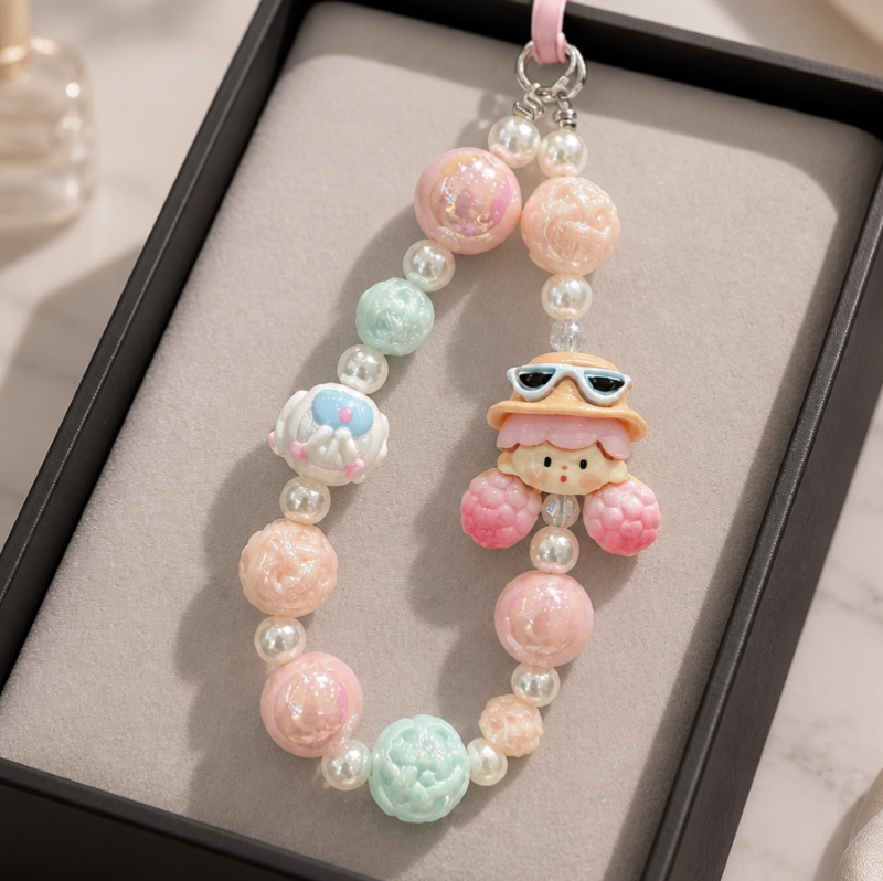 Charm hạt chuỗi điện thoại thời trang dễ thương IDIGO FA4 - 4019, móc khoá trang trí và phụ kiện túi nhiều màu