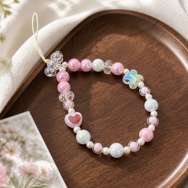 Charm hạt chuỗi treo điện thoại IDIGO FA4 - 4010, phụ kiện túi và dây đeo trang trí nhiều màu