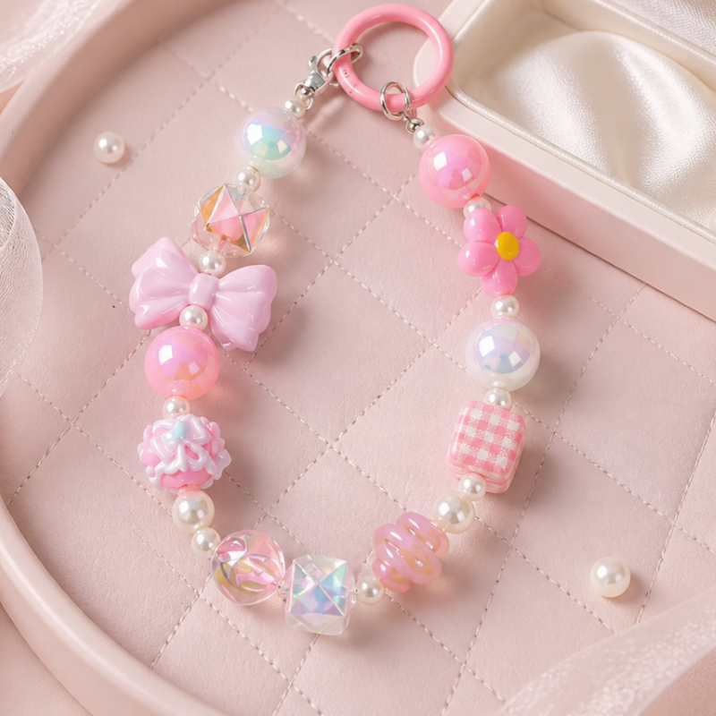 Charm hạt chuỗi điện thoại thời trang dễ thương IDIGO FA4 - 4019, móc khoá trang trí và phụ kiện túi nhiều màu