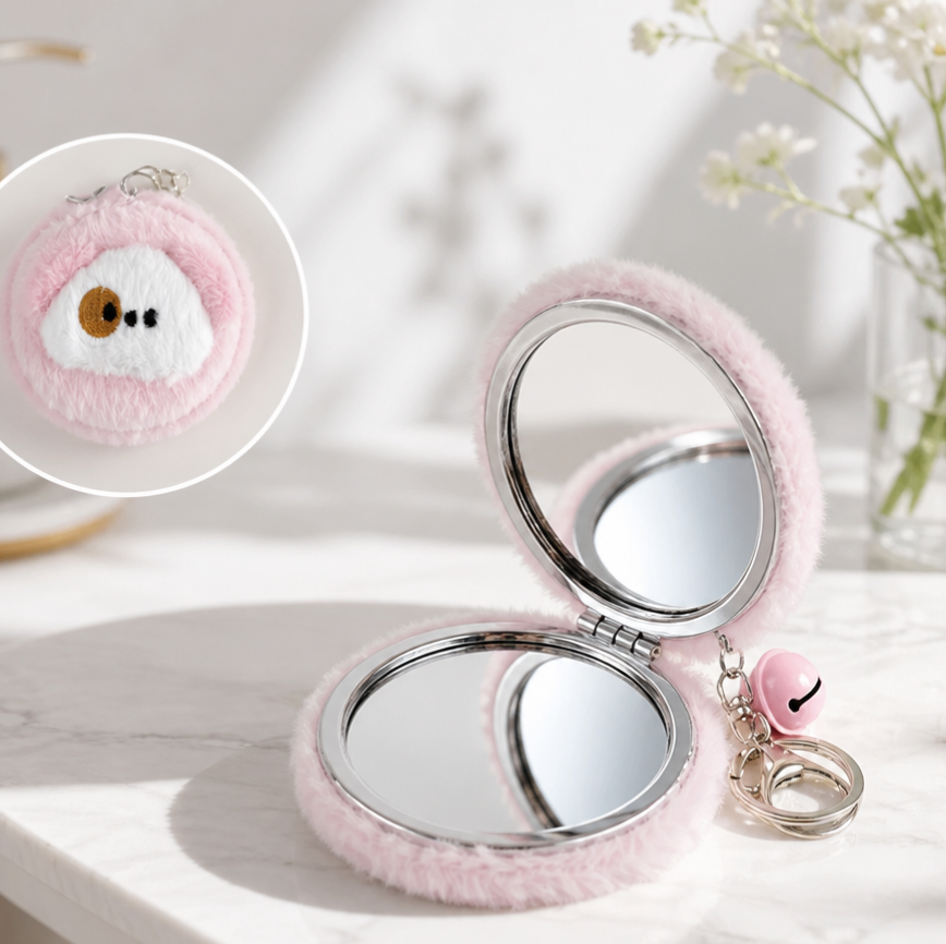 Charm móc khoá gương trang điểm mini IDIGO FA5-2011, phụ kiện trang trí túi xách gấp gọn