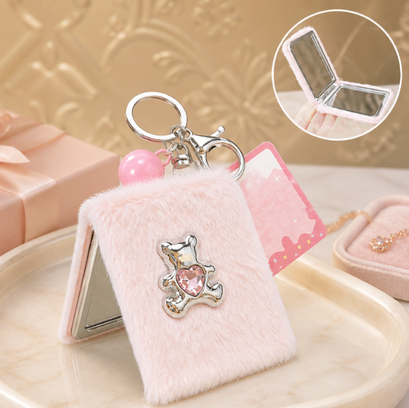 Charm móc khoá gương trang điểm mini IDIGO FA5-2011, phụ kiện trang trí túi xách gấp gọn