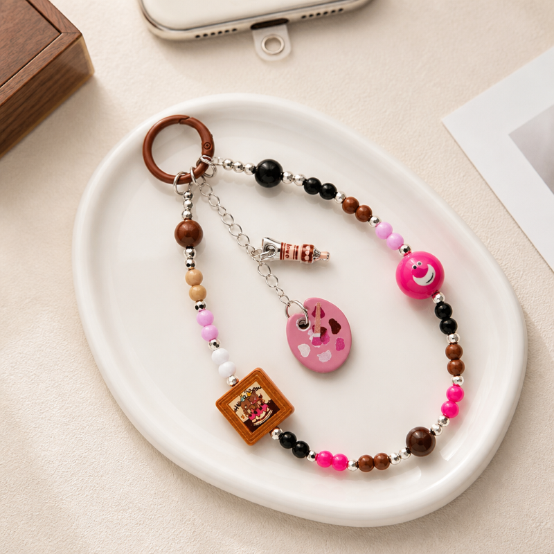 Charm hạt chuỗi điện thoại thời trang dễ thương IDIGO FA4 - 4019, móc khoá trang trí và phụ kiện túi nhiều màu