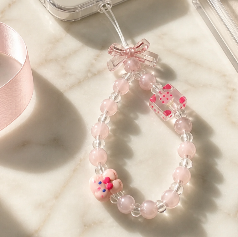Charm hạt chuỗi treo điện thoại nữ IDIGO FA4 - 4014, phụ kiện trang trí túi xách đẹp cho nữ