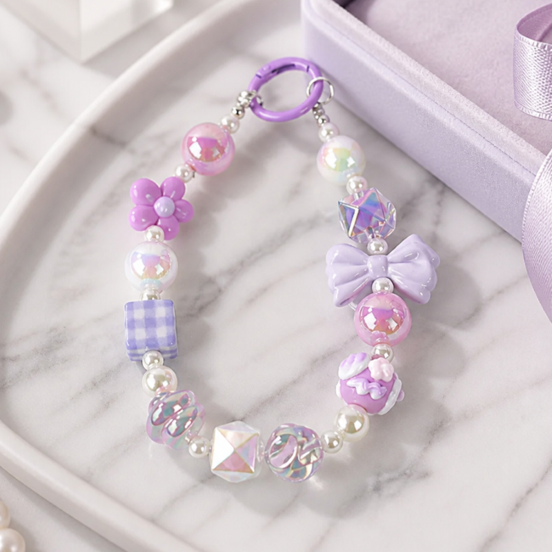 Charm hạt chuỗi điện thoại thời trang dễ thương IDIGO FA4 - 4019, móc khoá trang trí và phụ kiện túi nhiều màu