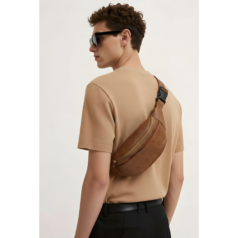  Túi đeo chéo trước ngực nam thời trang thanh lịch DEVANTO MB2 - 1203D, túi da công sở nhiều ngăn tiện lợi 