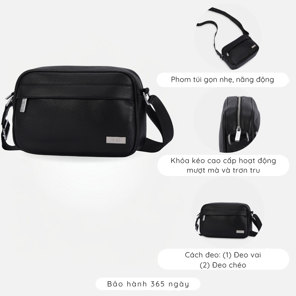Túi đeo chéo nam da thật cao cấp, túi da công sở unisex phom chữ nhật năng động MB1 - 7010