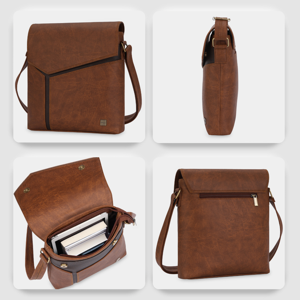 Túi đeo chéo nam nữ nắp gập vạt chéo IDIGO MB2 - 3398, túi công sở dáng chữ nhật đựng IPAD 7.9 inch