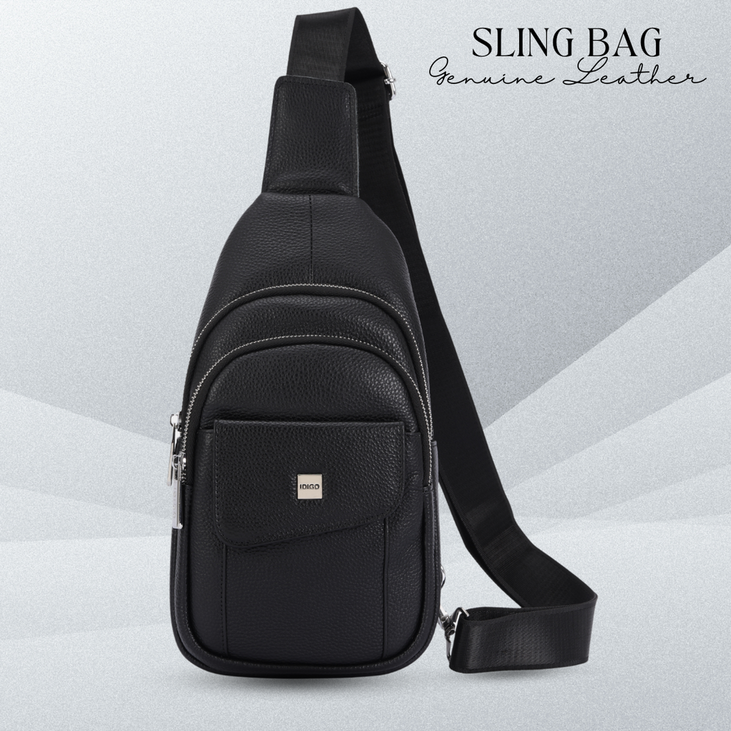 Túi đeo chéo nam, túi đeo trước ngực da thật cao cấp IDIGO MB1 - 7011