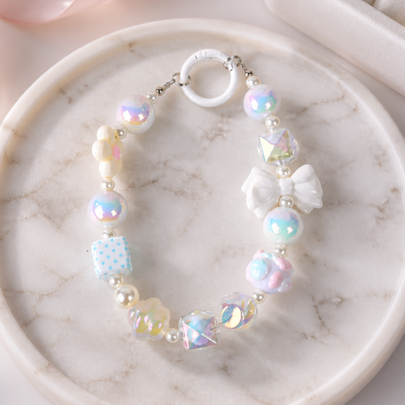 Charm hạt chuỗi điện thoại thời trang dễ thương IDIGO FA4 - 4019, móc khoá trang trí và phụ kiện túi nhiều màu