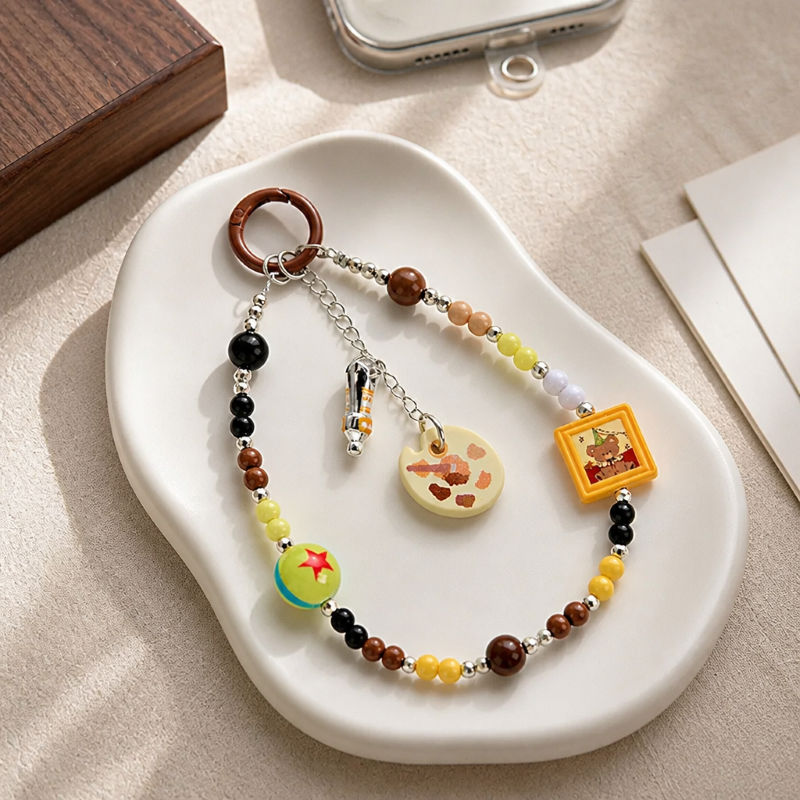 Charm hạt chuỗi điện thoại thời trang dễ thương IDIGO FA4 - 4019, móc khoá trang trí và phụ kiện túi nhiều màu
