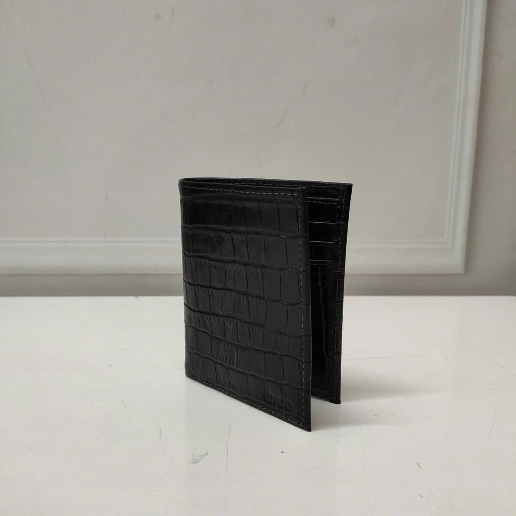 Ví nam da bò phom chữ nhật đứng lịch lãm, ví nam cầm tay họa tiết vân cá sấu IDIGO MW1 - 4329