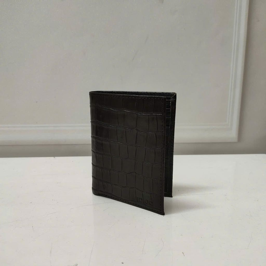 Ví nam da bò phom chữ nhật đứng lịch lãm, ví nam cầm tay họa tiết vân cá sấu IDIGO MW1 - 4329