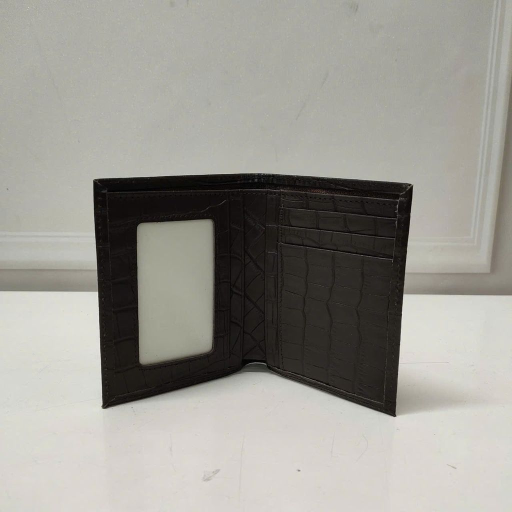 Ví nam da bò phom chữ nhật đứng lịch lãm, ví nam cầm tay họa tiết vân cá sấu IDIGO MW1 - 4329