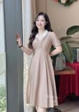 Đầm dáng xoè cổ V xếp ly phối bèo cổ - D3300 