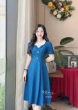  Đầm dáng xoè cổ V xếp ly phối bèo cổ - D3300 
