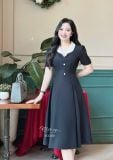  Đầm dáng xoè cổ V xếp ly phối bèo cổ - D3300 