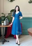  Đầm dáng xoè cổ V xếp ly phối bèo cổ - D3300 