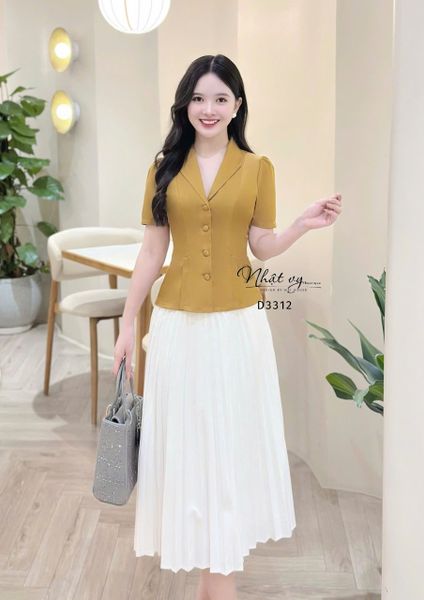  Áo cổ V cài nút bọc - D3312 