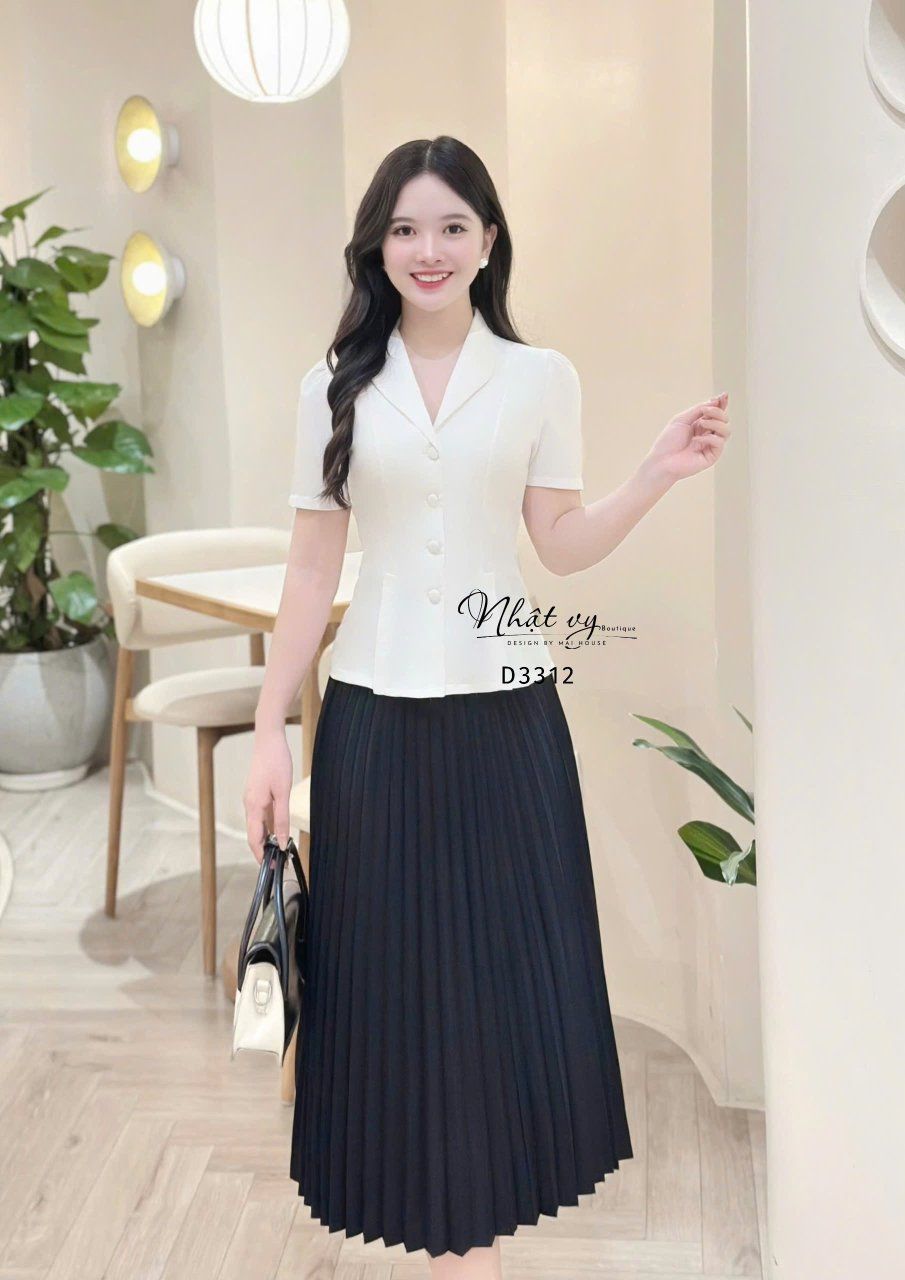  Áo cổ V cài nút bọc - D3312 