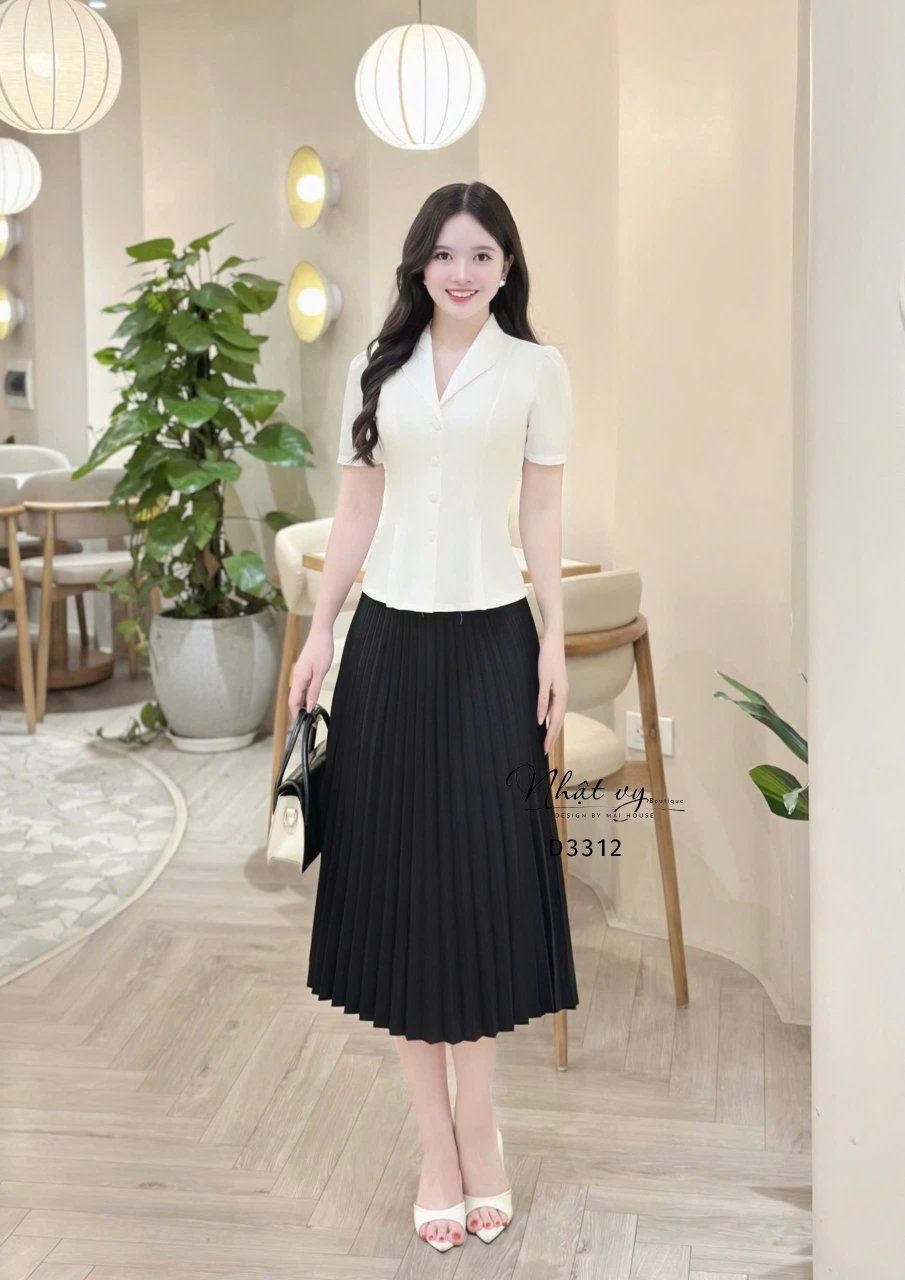 Áo cổ V cài nút bọc - D3312 