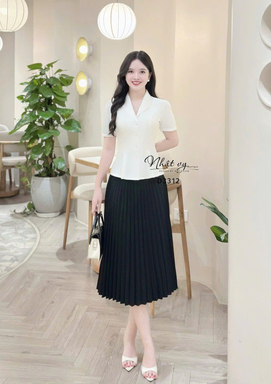  Áo cổ V cài nút bọc - D3312 