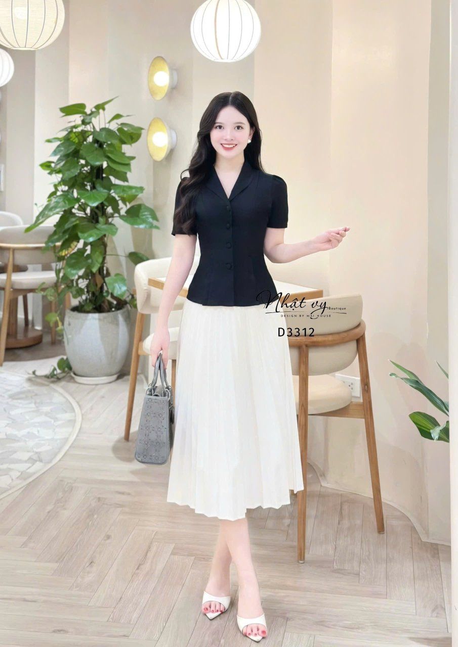  Áo cổ V cài nút bọc - D3312 
