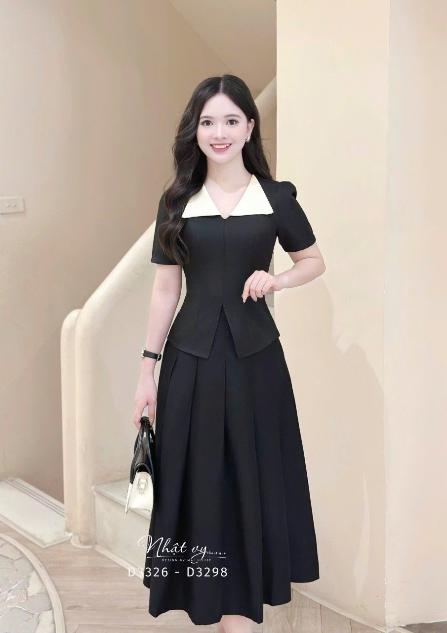  Áo cổ V phối bèo cổ form dáng ôm - D3326 