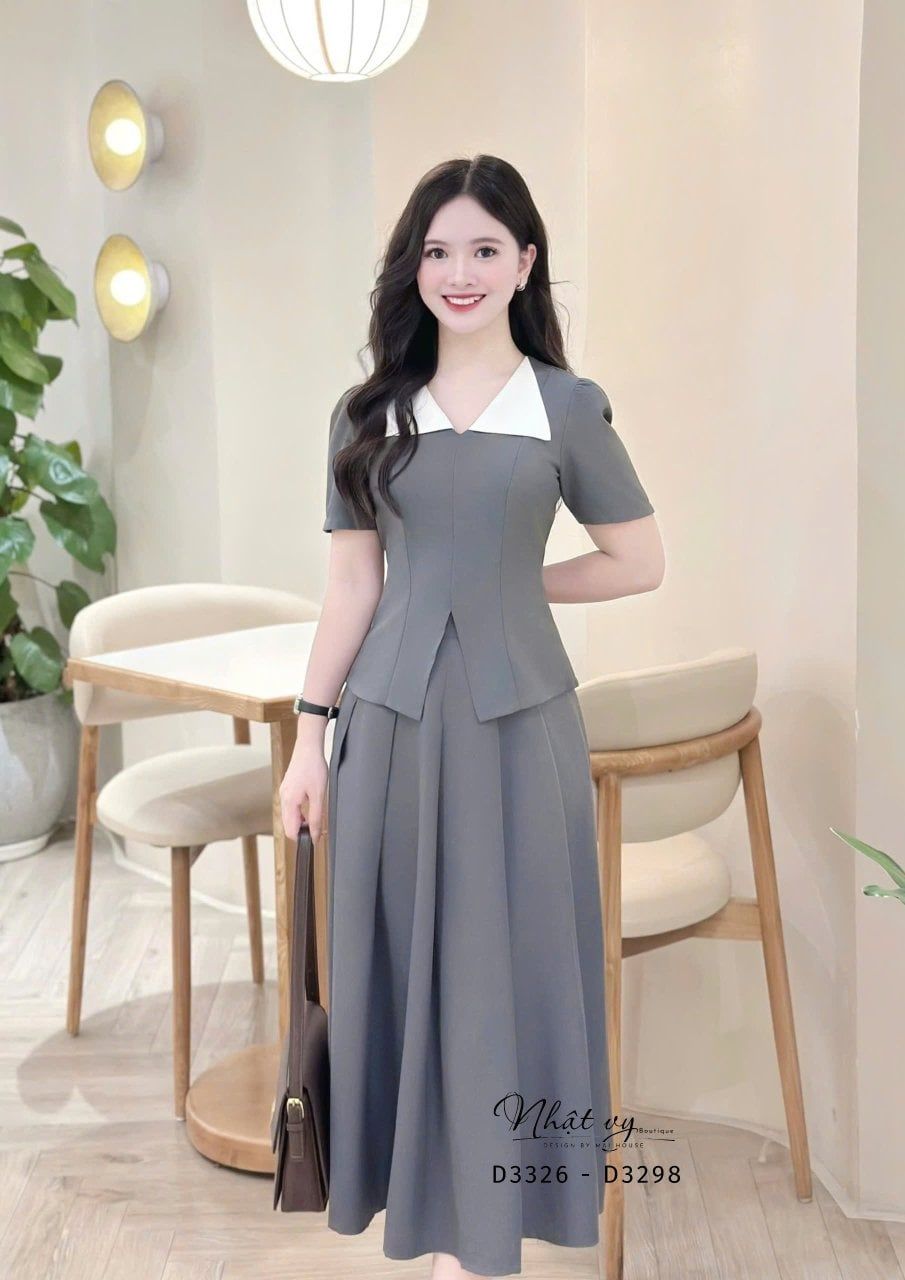  Áo cổ V phối bèo cổ form dáng ôm - D3326 