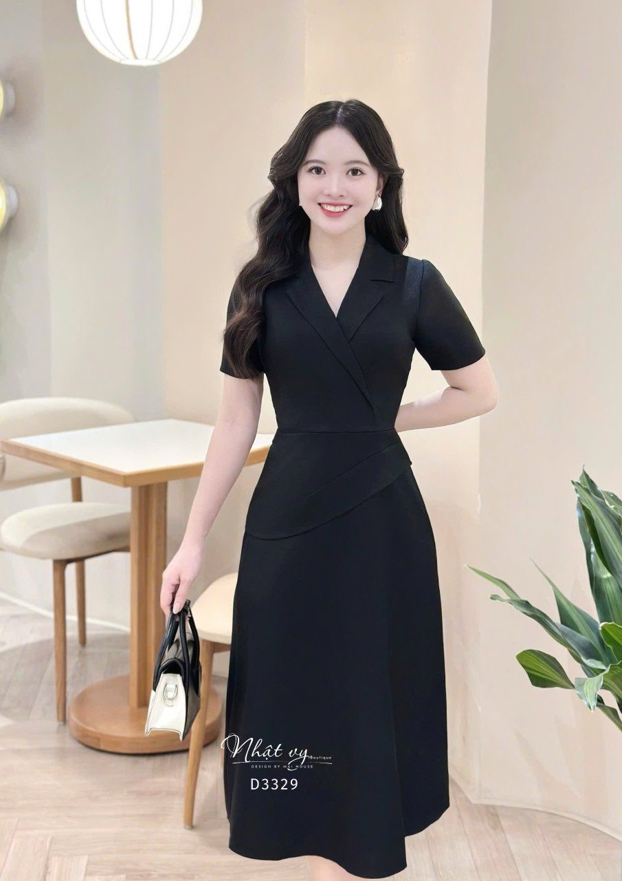  Đầm cổ vest eo nhấn cách điệu form dáng ôm - D3329 