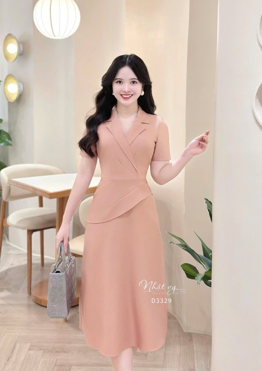  Đầm cổ vest eo nhấn cách điệu form dáng ôm - D3329 