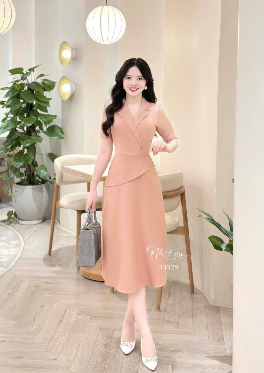  Đầm cổ vest eo nhấn cách điệu form dáng ôm - D3329 