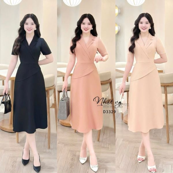 Đầm cổ vest eo nhấn cách điệu form dáng ôm - D3329 