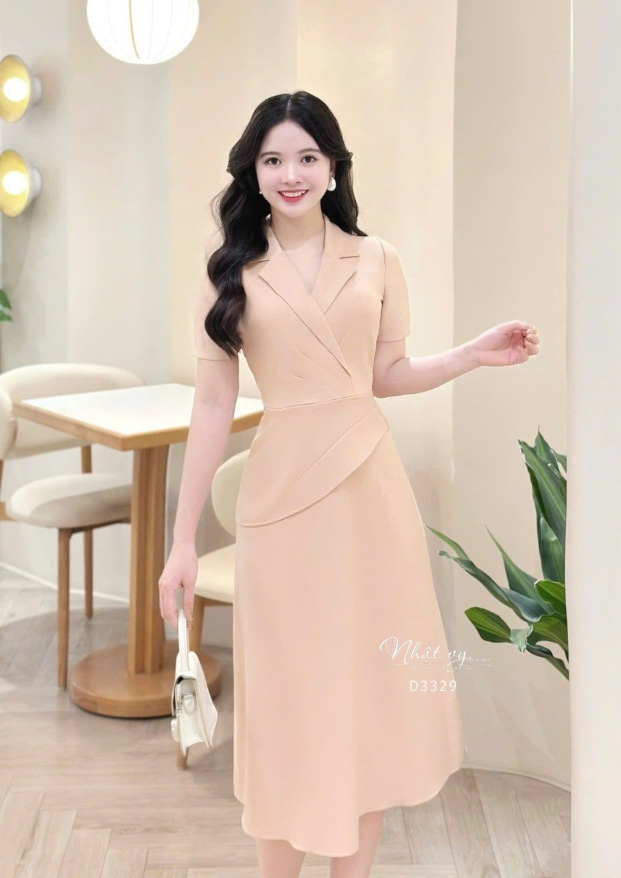  Đầm cổ vest eo nhấn cách điệu form dáng ôm - D3329 
