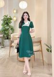 Đầm cổ V phối cách điệu đính nút kiểu - D3364 