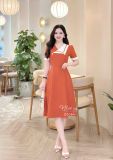  Đầm cổ V phối cách điệu đính nút kiểu - D3364 