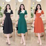  Đầm cổ V phối cách điệu đính nút kiểu - D3364 