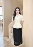  Chân váy nhún eo cách điệu xẻ tà - D3366 