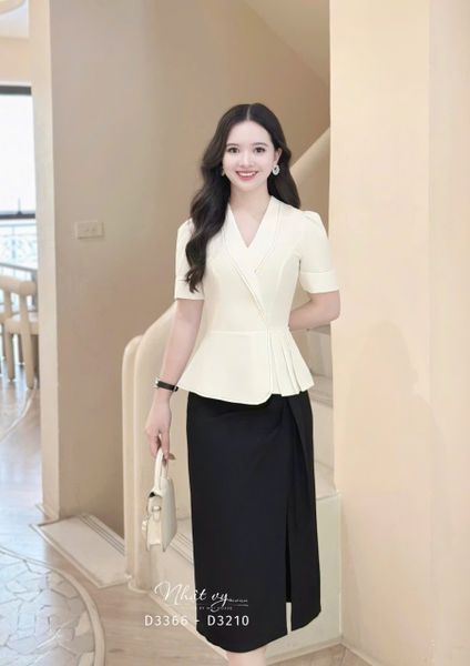  Chân váy nhún eo cách điệu xẻ tà - D3366 