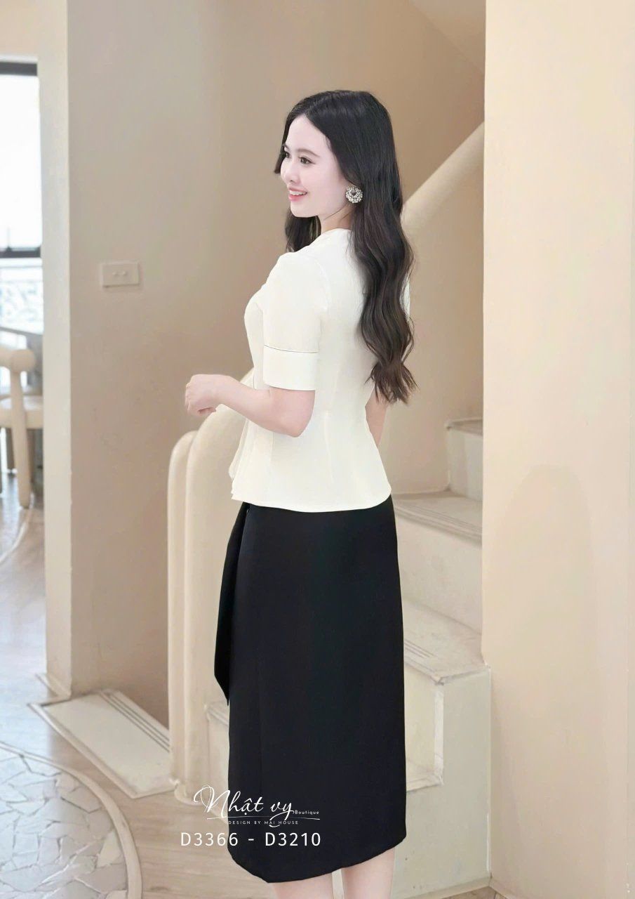  Chân váy nhún eo cách điệu xẻ tà - D3366 