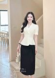  Chân váy nhún eo cách điệu xẻ tà - D3366 