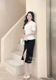  Chân váy nhún eo cách điệu xẻ tà - D3366 