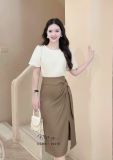  Chân váy nhún eo cách điệu xẻ tà - D3366 