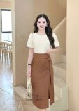  Chân váy nhún eo cách điệu xẻ tà - D3366 