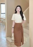  Chân váy nhún eo cách điệu xẻ tà - D3366 