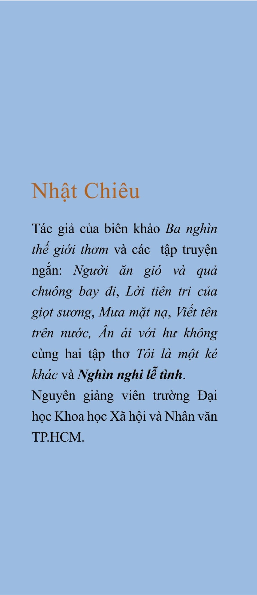 NGHÌN NGHI LỄ TÌNH (THƠ) - NHẬT CHIÊU