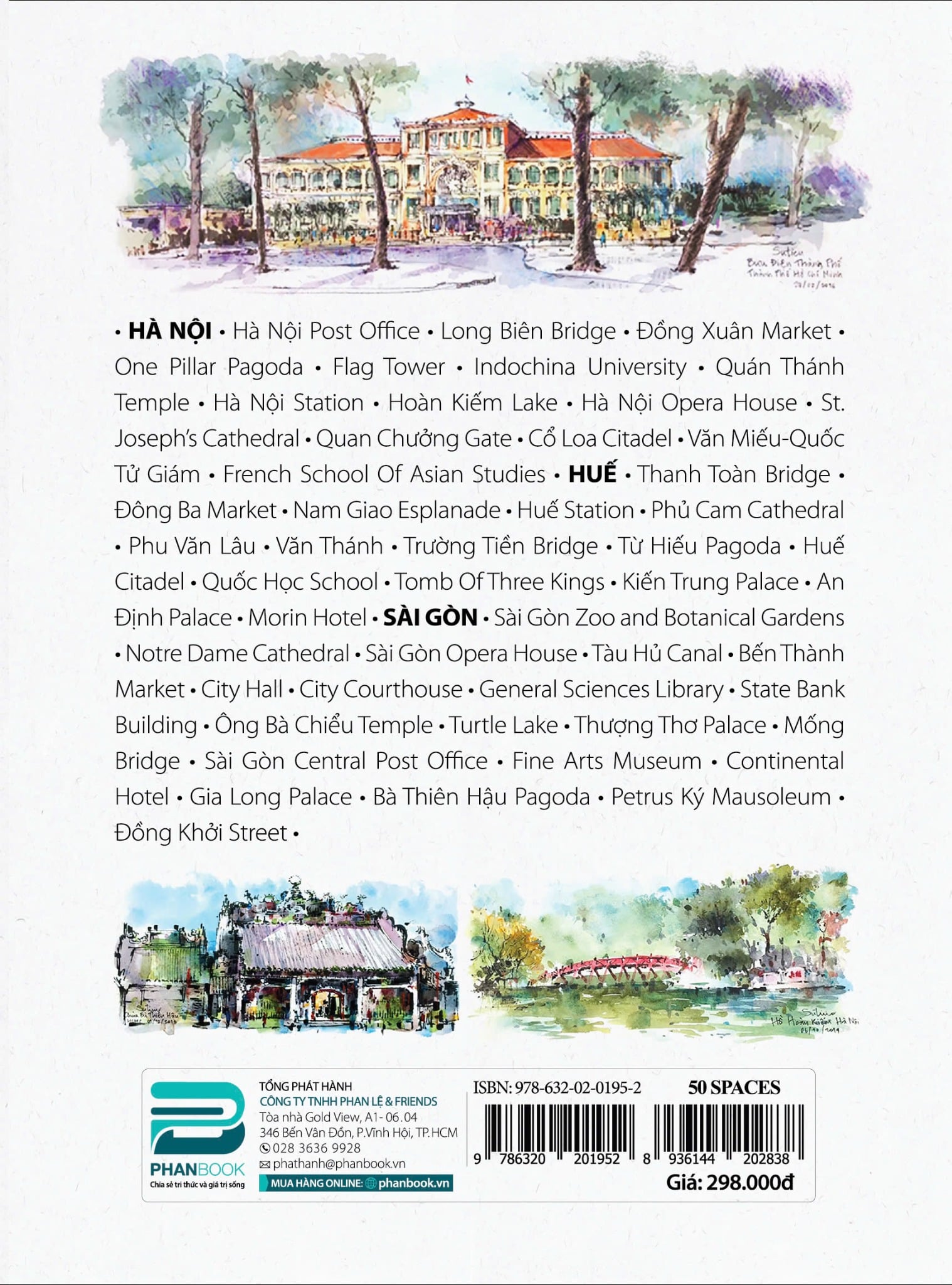 50 SPACES: HÀ NỘI - HUẾ - SÀI GÒN (SÁCH TIẾNG ANH - IN MÀU) - LAM YÊN