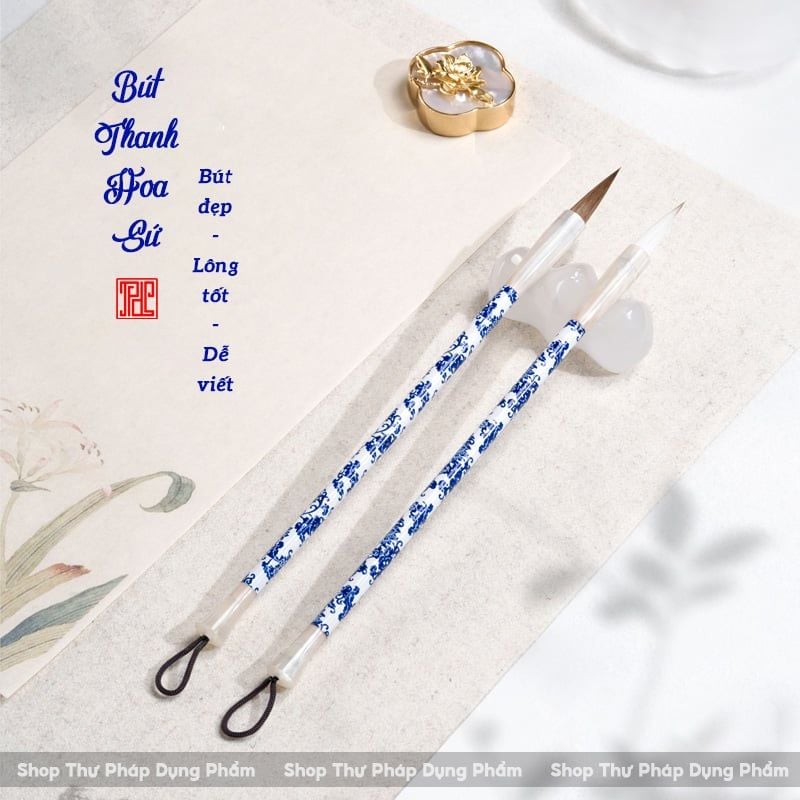 Bút lông thư pháp sứ Thanh Hoa kiêm hào phù hợp viết mọi thể chữ