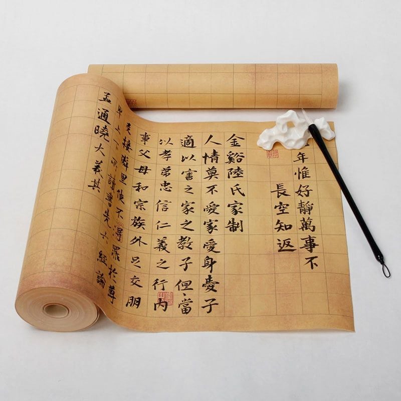 Cuộn giấy xuyến chỉ cao cấp màu cổ Lan Đình viết thư pháp