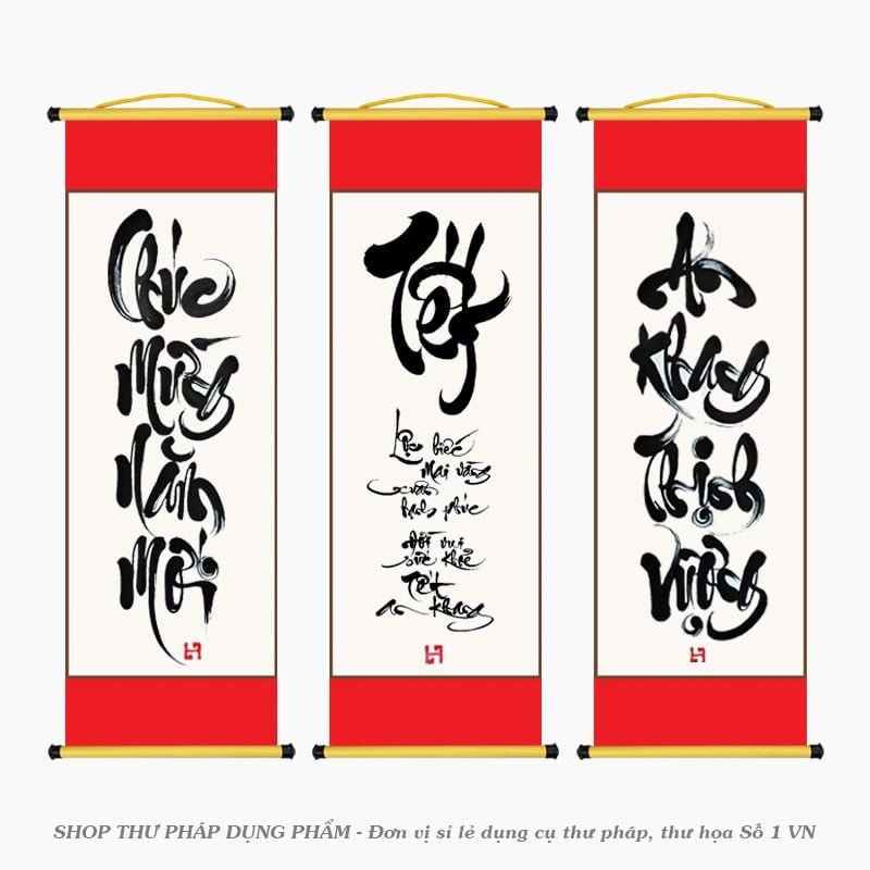 Liễn giấy mỹ thuật ốp ganh 27x79cm in đỏ 2 đầu không in tranh (chưa kèm nẹp)