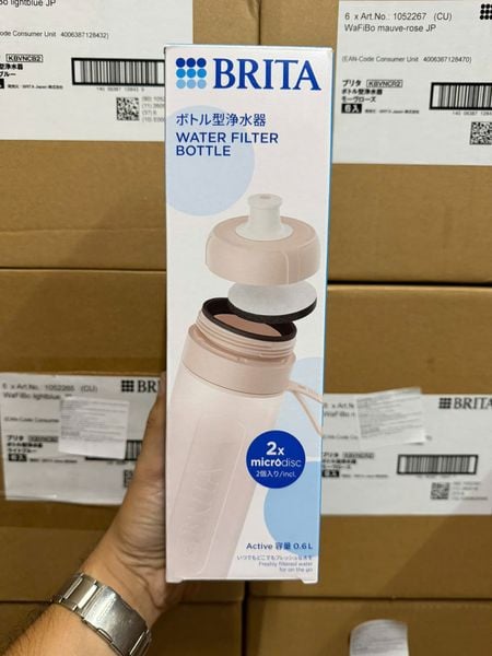 Bình lọc nước BRITA Active Mauve-Rose 600ml (có sẵn 2 đĩa lọc Micro Disc)